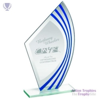 Jade Glass Sail Plaque Blue/Silver 8.75in