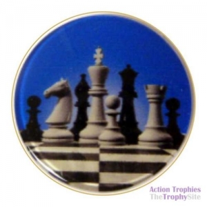 Blue Chess Scene Badge 1in (2.5cm)