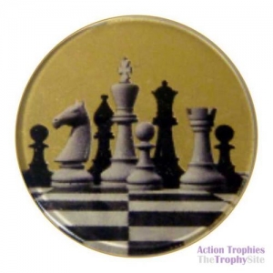 Gold Chess Scene Badge 1in (2.5cm)
