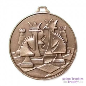 Bronze Scene Chess Medal 2.1in (5.2cm)