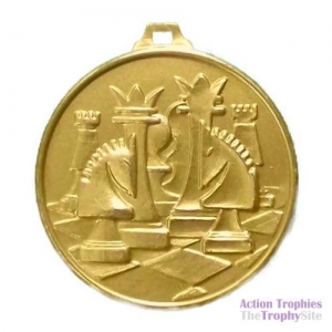 Gold Scene Chess Medal 2.1in (5.2cm)