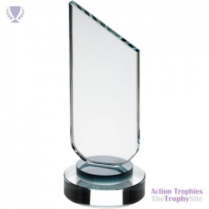 Clear Glass Plaque Black Neck & Round Base 6.25in