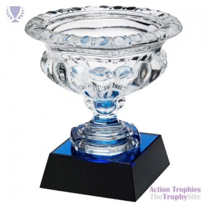 Clear Glass Bowl on Blue/Black Base 8.25in