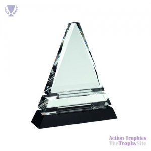 Clear Glass Pyramid on Black Base 9in