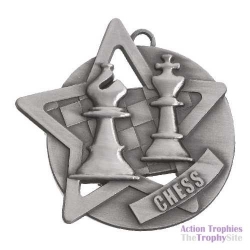 Star Circle Silver Chess Medal 2.25in (60mm)