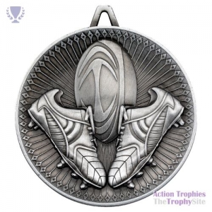 Rugby Deluxe Medal Ant Silver 2.35in