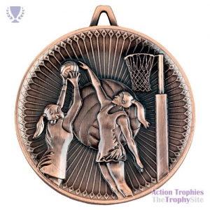 Netball Deluxe Medal Bronze 2.35in