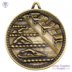 Swimming Deluxe Medal Ant Gold 2.35in