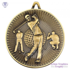 Golf Deluxe Medal Ant Gold 2.35in