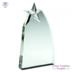 Clear Glass Wedge with detailed Metal Star 8.5in