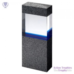 Clear/Blue Glass in Grey Marble Column (35x80mm) 8.75in