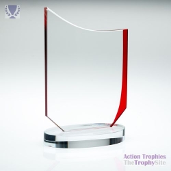 Clear/Red Glass Plaque 7.75in
