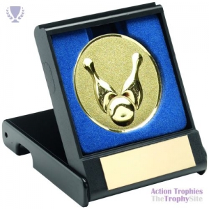 Black Plastic Box Ten Pin insert Trophy Gold 3.5in