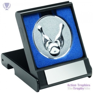Black Plastic Box Ten Pin insert Trophy Silver 3.5in