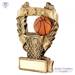 Brz/Gold/Orange Basketball 3 Star Wreath Award 7.5in
