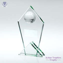 Jade Glass Pointed Plaque with Half Netball 5.75in