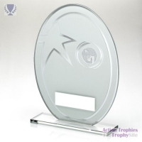 White/Silver Printed Glass Oval Netball insert 7.25in