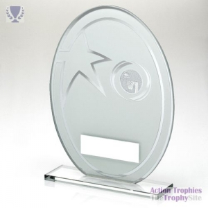 White/Silver Printed Glass Oval Netball insert 6.5in