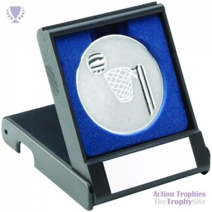 Black Plastic Box Netball insert Trophy Silver 3.5in