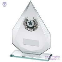 Jade/Silver Diamond Glass Silv/Blk Trim Trophy 6.5in