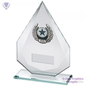 Jade/Silver Diamond Glass Silv/Blk Trim Trophy 7.25in