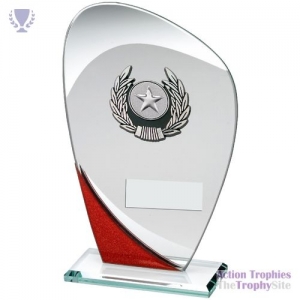Jade/Red/Silv Glass Plaque Silv/Blk Trim Trophy 6.5in