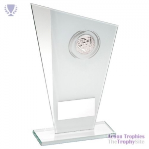 White/Silver Printed Glass Plaque Football insert 6.5in