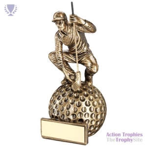 Brz/Gold 'Crouching' Golfer on Ball Base 6.75in