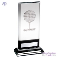 Clear/Black Glass Plaque Lasered Golf Image (15mm Thick) 7.5in