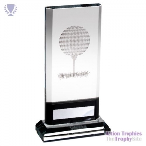 Clear/Black Glass Plaque Lasered Golf Image (15mm Thick) 8.25in