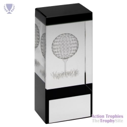 Clear/Black Glass Block with Lasered Golf Image 4.75in