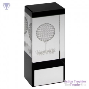 Clear/Black Glass Block Lasered Golf Image 4in