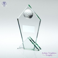 Jade Glass Pointed Plaque with Half Golf Ball 8.5in