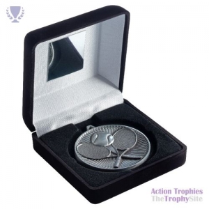 Black Velvet Box & 60mm Medal Tennis Ant Silver 4in