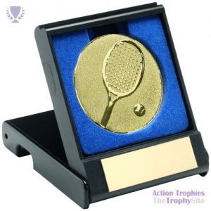 Black Plastic Box Tennis insert Trophy Gold 3.5in