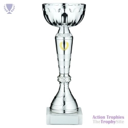Silver Trophy Cup with Gold Wreath 9.5in