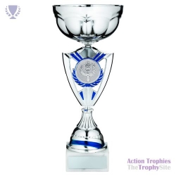 Silver/Blue Shield Trophy Cup (2in Centre) 13in