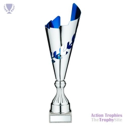 Silver/Blue Metal Wreath Trophy Cup 13.75in