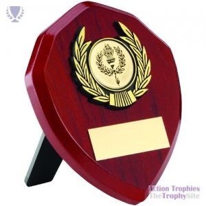 Rosewood Shield & Gold Trim Trophy 4in
