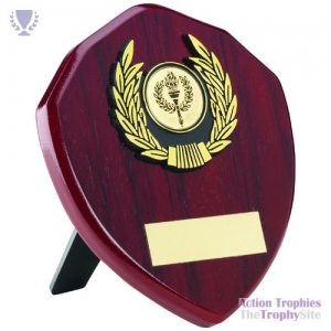 Rosewood Shield & Gold Trim Trophy 5in