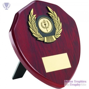 Rosewood Shield & Gold Trim Trophy 6in