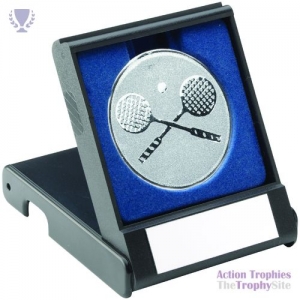 Black Plastic Box Squash insert Trophy Silver 3.5in