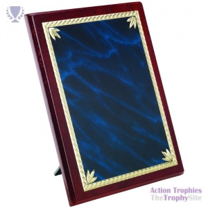 Rosewood Plaque with Blue/Gold Aluminium Front 10in