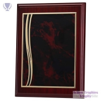 Rosewood Plaque with Red/Gold Aluminium Front 6in