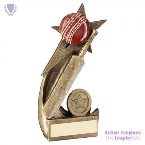 Brz/Gold/Red Cricket Ball & Bat on Shooting Star 6.75in