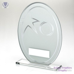White/Silver Printed Glass Oval & Wreath Design 6.5in