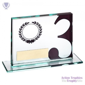 Jade Glass Plaque Number Bronze 3rd 3.25x4in