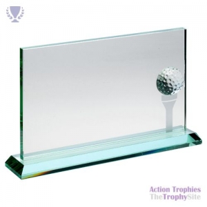 Jade Glass Rectangle Golf Ball & Frosted Tee (10mm Thick) 6x9.5in