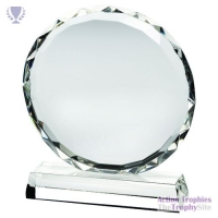 Clear Glass Circle Faceted Edge on Base (25mm Thick) 9in