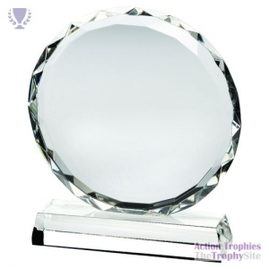 Clear Glass Circle Faceted Edge on Base (25mm Thick) 8in